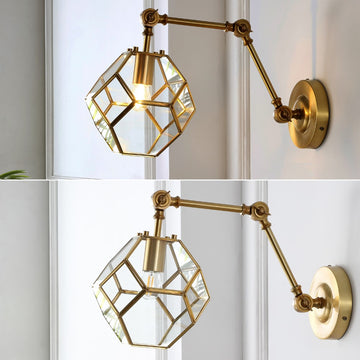 Honeycomb 7.5"  Modern Contemporary Arm-Adjustable Iron/Glass LED Sconce - JONATHAN Y